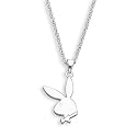 Officially Licensed Playboy Necklace and Pendant 18" Surgical Grade Stainless Steel Sterling Silver-plated Crystalline Eye Necklace PBX127-18