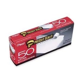 Mead Press-It Seal-It #10 White Envelopes, 50 Count (75024)