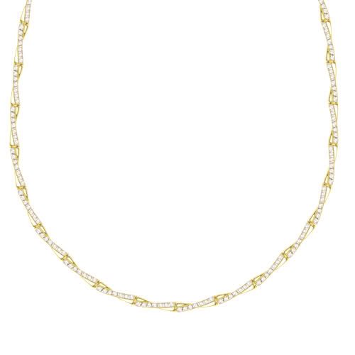 Diamond Fascination 14K Yellow Gold Cross Over X Necklace 17 Inch