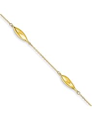 14k Polished Oblong Bead Bracelet Length 7"