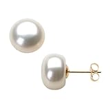White Freshwater Pearl Earrings in 14K Yellow Gold
