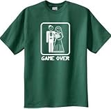 GAME OVER Funny Bride Groom Spruce Green Novelty T-shirt