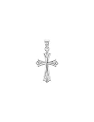 21.80x15.90 mm Hollow Cross Pendant in 14K White Gold