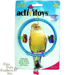 JW Pet Insight Activitoys Ring Clear Bird Perch Swing for Parakeets, Cockatiels & Similar Sized Birds