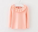 (ポルテボヌール) 【PORTE BONHEUR】 カットソー フリル ピンク 白 子供 女の子 キッズ 用 コットン カジュアル 普段使い に (014 ピンク 110cm)