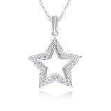 1/4 Ctw Diamond 14K White Gold Star Pendant