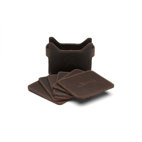 Saddleback Leather Coaster Set Dark Coffee Brown
