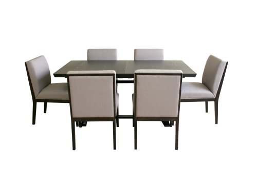 Baxton Furniture Studios Aldabella Extendable Dining Table with 6 Chairs, Wenge