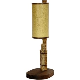 Simple Unique Rustic Distinctive Lighting - 21" Kobe Japanese Lantern Design Bamboo Pole Bedside Table Lamp