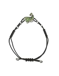 14K White Gold 0.78ct Fish on the Center Pave Rd Diamond & Tsavorite Bracelet