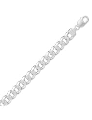 Sterling Silver 8 Inch 300 Beveled Curb Chain Bracelet - 11.0mm wide