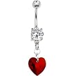 Austrian Crystal Heart July Birthstone Belly Ring