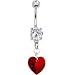 Austrian Crystal Heart July Birthstone Belly Ring