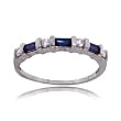 Blue Sapphire and Diamond Band Ring in 14 Karat White Gold