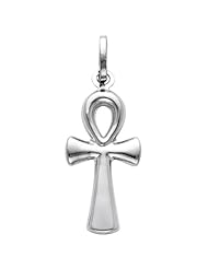 14K White Gold Religious Medium Ankh Cross Charm Pendant