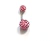 Crystal belly bars bar length 10MM Pink Sapphire handmade with swarowski crystal