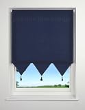 Navy / Dark Blue - Plain Pyramid / Triangle Edge Roller Blind / Blinds - 120x160cm