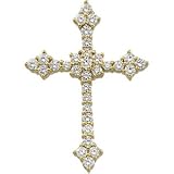 14K Yellow Gold Diamond Cross Pendant