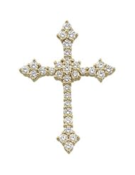 CleverEves 14K Yellow Gold 31.00X22.50 mm Cross Pendant W Diamond