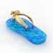 14K Yellow Gold Speckled Sea Blue Opal Flip Flop Charm