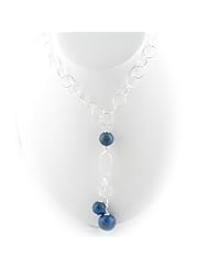Sterling Silver Blue Lapis Large Link Chain Y Necklace