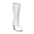 Womens Sexy 4 1/2 Inch High Heel Lace Up Knee High White Single Sole Boot