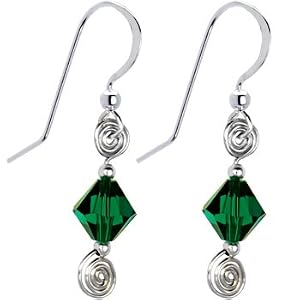 Buy Handcrafted Austrian Crystal Emerald May Birthstone Earrings by Body Candy