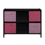 Badger Basket Six Compartment Cubby Storage Unit, Espresso/Pink