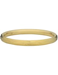 14 Karat Yellow Gold Diamond-Cut Textured Round Bangle (8.13mm, size 7.5)