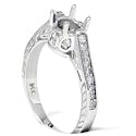 .20CT 14k White Gold Vintage Antique Like Hand Engraved Diamond Semi Mount Engagement Setting Mounting Ring Color G/H Clarity I1/I2 Size