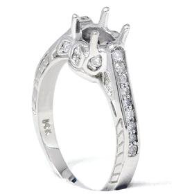 .20CT 14k White Gold Vintage Antique Like Hand Engraved Diamond Semi Mount Engagement Setting Mounting Ring Color G/H Clarity I1/I2 Size