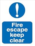 Stewart Superior Fire Escape Keep Clear Self Adhesive Sign Ref M025SAV