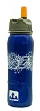 Nathan Stainless Steel 700 mL Flip Straw Bottle (Blue Paisley)