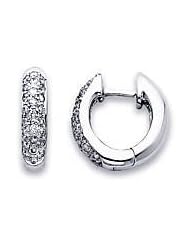 14k White Gold Small Diamond Hoop Huggie Earrings .31ct (G-H Color, I1 Clarity)