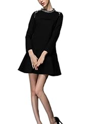 Plus Size Cotton/Leather/Polyester/Wool Beaded Summer Winter Long Sleeves Club Dress/Prom Dress/Party Dress 