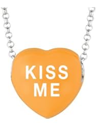 Sweethearts Enamel "Kiss me" Heart on 16" Necklace Pendant with Gift Box