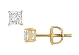14K Princess Cut Diamond Stud Earrings 0.33 CT. TW. - Yellow Gold
