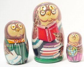 Childrens Toyshop  Toys : Russian Nested Dolls - Owls 3 piece set