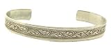 Victorian Style Sterling Silver Foliate Engraved Cuff Bracelet