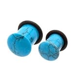 Turquoise Marble Stone (2 Gauge) Flare Plugs -Fashion Ear Plug [Jewelry]