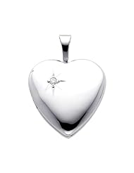 14K Yellow Gold Diamond-Accent Heart Locket Pendant (0.65" Inches or 16mm, 1/10 ctw., HI, I1-I2)