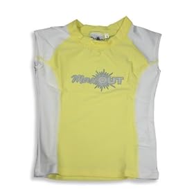 Max out Swimwear - Girls Rashguard Top, SPF 50, Yellow, White