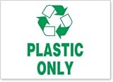 United Recycle Decals ' 'PLASTIC ONLY' ' White Decal RC-3