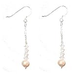 Sterling Silver Unique & Beautiful Celebrity Style Genuine Cultured Saltwater Akoya Pearl & Swarovski Crystal Dangle Earrings