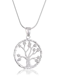 VINANI brand Germany 925 Sterling Silver Women Pendant Tree of Life with Snake Chain Necklace ABA-S