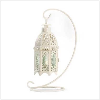 White Fancy Candle Lantern with Stand