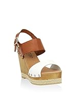 LIBERITAE WOMEN Sandalias de cuña (Blanco / Marrón)