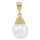 South Sea White Pearl Pendant in 14K Yellow Gold