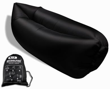 Inflatable Outdoor Air Sleep Sofa Lounger Couch Bag Portable Furniture Sleeping Hangout Lounger Imitate Nylon External Internal PVC for Summer Camping Beach (Black)
