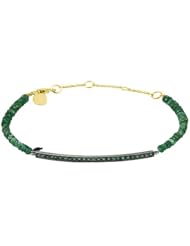 Meira T Solid 14K Yellow Gold Pave Set Emeralds and Emerald Beads Chain Bracelet